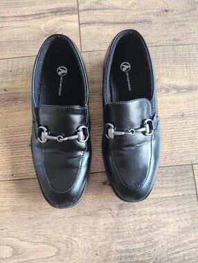 Kids Black Faux Leather Bit-Detail Boots